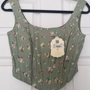 Altar’d State Floral Green Women's Top